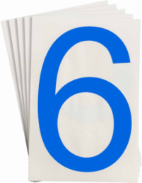 ToughStripe® Floor Marking Polyester Number 6 Markers - Blue, 6" x 8"