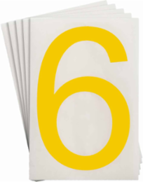 ToughStripe® Floor Marking Polyester Number 6 Markers - Yellow, 6" x 8"