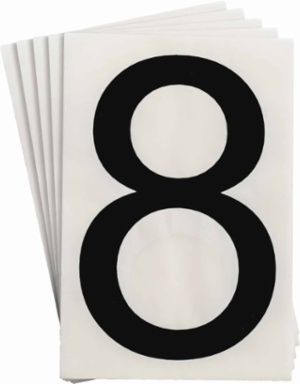 ToughStripe® Floor Marking Polyester Number 8 Markers - Black, 6" x 8"