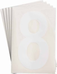 ToughStripe® Floor Marking Polyester Number 8 Markers - White, 6" x 8"