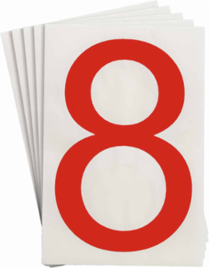 ToughStripe® Floor Marking Polyester Number 8 Markers - Red, 6" x 8"