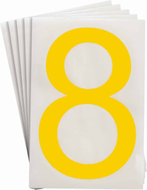 ToughStripe® Floor Marking Polyester Number 8 Markers - Yellow, 6" x 8"