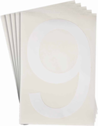 ToughStripe® Floor Marking Polyester Number 9 Markers - White, 6" x 8"