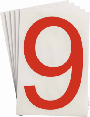 ToughStripe® Floor Marking Polyester Number 9 Markers - Red, 6" x 8"