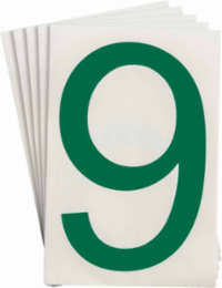 ToughStripe® Floor Marking Polyester Number 9 Markers - Green, 6" x 8"