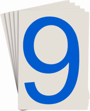 ToughStripe® Floor Marking Polyester Number 9 Markers - Blue, 6" x 8"