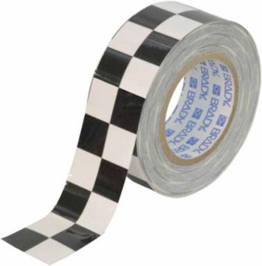 ToughStripe® Floor Marking Tape Roll - Polyester, Checkered, Black on White, 2" x 100'