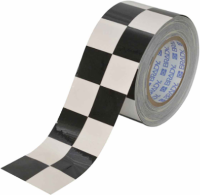 ToughStripe® Floor Marking Tape Roll - Polyester, Checkered, Black on White, 3" x 100'