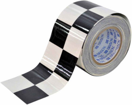 ToughStripe® Floor Marking Tape Roll - Polyester, Checkered, Black on White, 4" x 100'