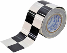 ToughStripe® Floor Marking Tape Roll - Polyester, Checkered, Black on White, 4" x 100'