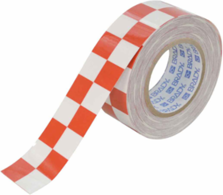 ToughStripe® Floor Marking Tape Roll - Polyester, Checkered, Red on White, 2" x 100'