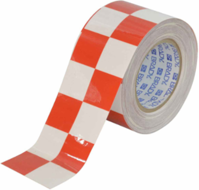 ToughStripe® Floor Marking Tape Roll - Polyester, Checkered, Red on White, 3" x 100'