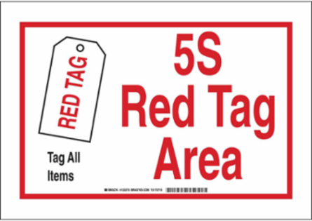5S Red Tag Area Sign 7 Inch x 10 Inch, Polyester, Weather-Resistant