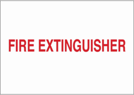 Fire Extinguisher Sign, 10" H x 14" W x 0.035" D, Red on White, Aluminum
