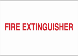 Fire Extinguisher Sign, 10" H x 14" W x 0.035" D, Red on White, Aluminum