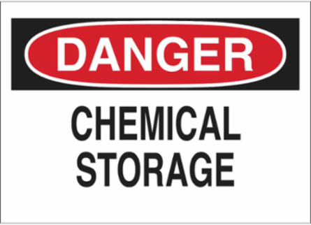 DANGER Chemical Storage Sign, 7" H x 10" W x 0.035" D, Aluminum
