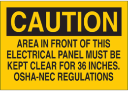 CAUTION Electrical Panel Safety Sign, 10 Inch x 14 Inch, Polystyrene, Outdoor Use