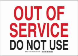 Out Of Service Do Not Use Sign, 10" H x 14" W x 0.06" D, Polystyrene