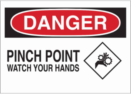 DANGER Pinch Point Watch Your Hands Sign, 7" H x 10" W x 0.06" D, Polystyrene