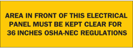 OSHA Safety Sign - "Keep Area Clear In Front Of Electrical Panel", 10 In H x 14 In W, Polyester