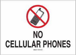 No Cellular Phones Sign, 10" H x 14" W x 0.006" D, Polyester