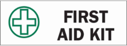 First Aid Kit Sign, 10" H x 14" W x 0.006" D, Polyester