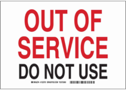Out Of Service Do Not Use Sign, 7" H x 10" W x 0.006" D, Polyester