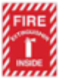 Fire Extinguisher Inside Sign, 10" H x 7" W x 0.1" D, White on Red, Fiberglass