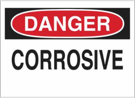 DANGER Corrosive Sign, 7" H x 10" W x 0.1" D, Fiberglass