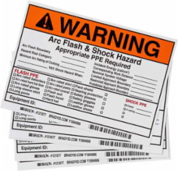 Arc Flash Labels, 5 Inch x 7 Inch, Adhesive Vinyl, Black/Orange on White, Pack of 5