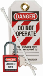 Compact Nonconductive Nylon Padlock Kit with Lockout Tag, 1 Inch Shackle Clearance