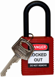 Nylon Padlock 6-Pin Cylinder, 1.5 Inch Shackle Clearance, Red