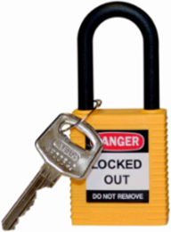 Nylon Padlock with 6-Pin Cylinder, 1.5 Inch Shackle Clearance, Yellow