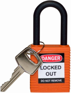 Nylon Padlock with 6-Pin Cylinder, 1.75 Inch Body Height, 0.25 Inch Shackle Diameter