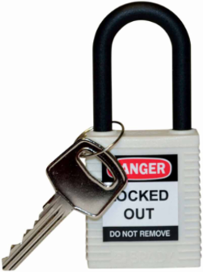 Nylon Shackle Padlock - 1.5 Inch Clearance, 6-Pin Cylinder, Keyed Different