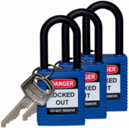 Nylon Padlock 6-Pin Cylinder, 1.75 in H x 1.5 in W, Keyed Alike, 1.5 in Shackle Clearance