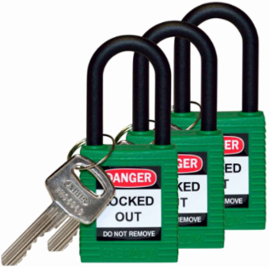 Nylon Padlock with 1.5 Inch Shackle Clearance, 6-Pin Cylinder, Keyed Alike