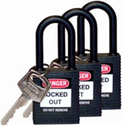 Nylon Padlock 6-Pin Cylinder, 1.5 Inch Shackle Clearance, Keyed Alike
