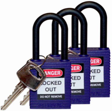 Nylon Padlock with 1.5 Inch Shackle Clearance, 6-Pin Cylinder, Keyed Alike
