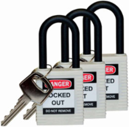 Nylon Padlock, Keyed Alike, 1.5 Inch Shackle Clearance, 6-Pin Cylinder
