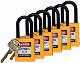 Nylon Shackle Padlock - 6-Pin Cylinder, 1.5 Inch Clearance, Keyed Alike
