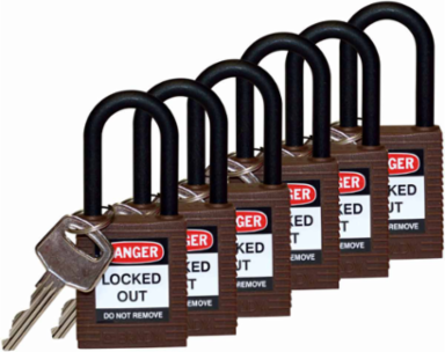 Nylon Shackle Padlock - 6-Pin Cylinder, 1.5 Inch Clearance, Keyed Alike
