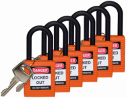 Nylon Padlock 1.5 Inch Shackle Clearance, Keyed Different, 6-Pin Cylinder
