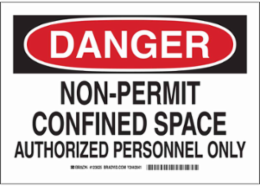 DANGER Non-Permit Confined Space Authorized Personnel Only Sign, 7" H x 10" W x 0.006" D, Polyester