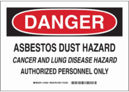 DANGER Asbestos Dust Hazard Cancer And Lung Disease Hazard Authorized Personnel Only Sign, 7" H x 10" W x 0.06" D, Polystyrene