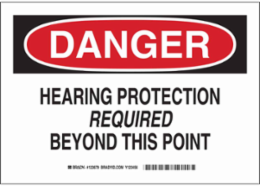 DANGER Hearing Protection Required Beyond This Point Sign, 7" H x 10" W x 0.06" D, Polystyrene