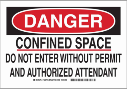 DANGER Confined Space Do Not Enter Without Permit And Authorized Attendant Sign, 7" H x 10" W x 0.006" D, Polyester
