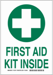 First Aid Kit Inside Sign, 14" H x 10" W x 0.06" D, Polystyrene