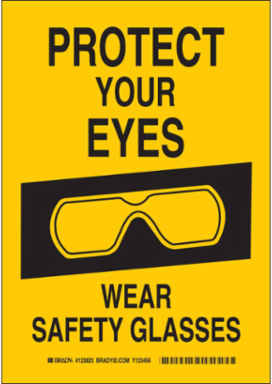 Protect Your Eyes Wear Safety Glasses Sign, 10" H x 7" W x 0.006" D, Polyester