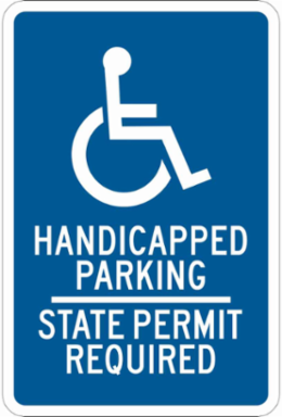 Handicapped Parking State Permit Required Sign, 18" H x 12" W x 0.06" D, Polystyrene